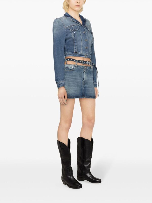 Off-White  strap-detailing cropped denim jacket - Image 3