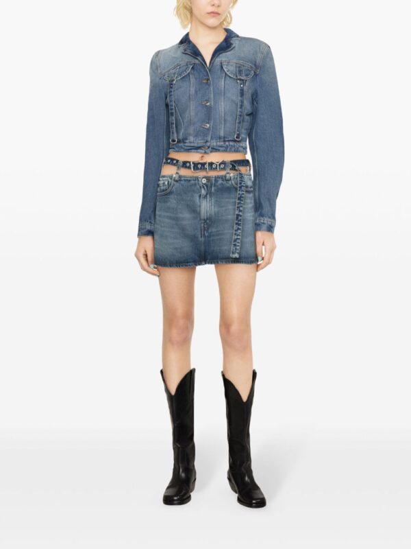 Off-White  strap-detailing cropped denim jacket - Image 2
