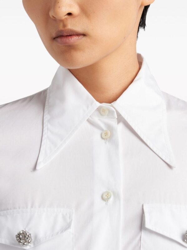 Prada  jewel-buttons poplin shirt - Image 4