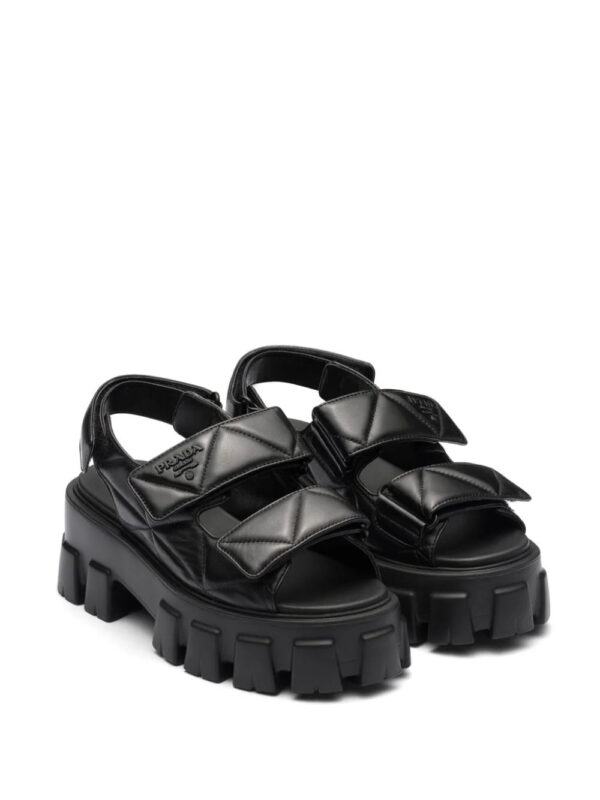 Prada  triangle-logo quilted leather sandals - Image 2