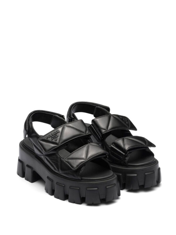 Prada  triangle-logo quilted leather sandals - Image 2