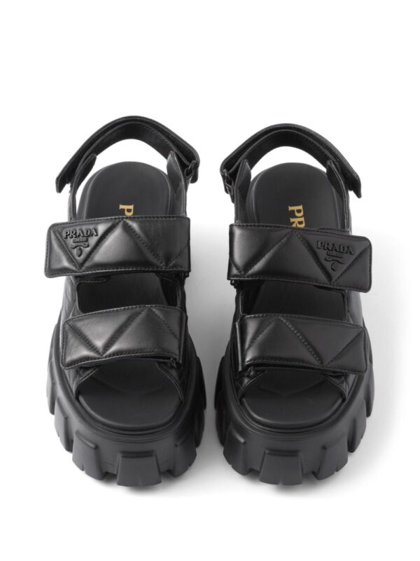 Prada  triangle-logo quilted leather sandals - Image 4