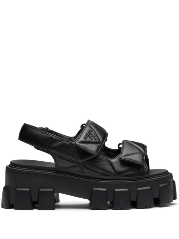 Prada  triangle-logo quilted leather sandals