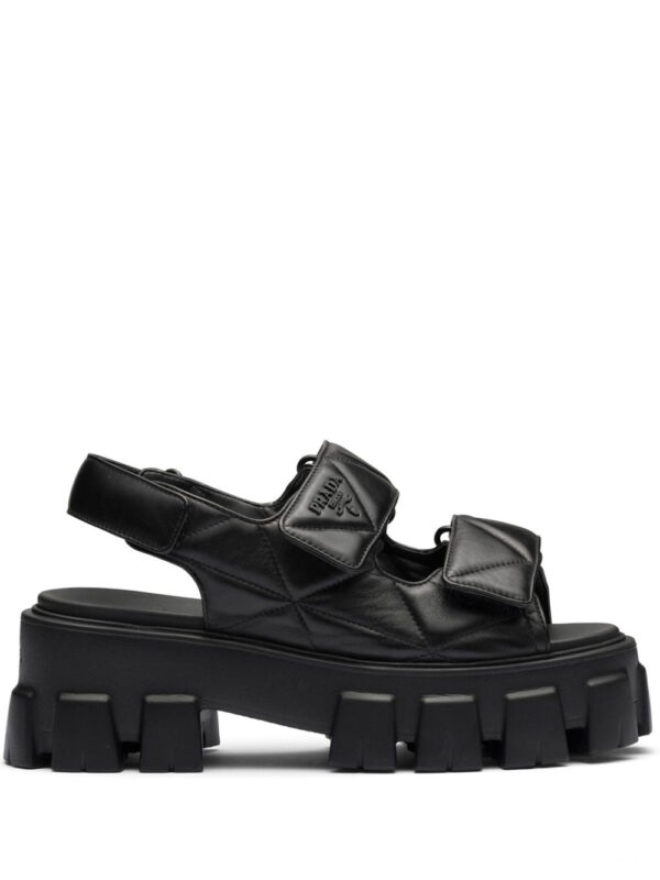 Prada  triangle-logo quilted leather sandals