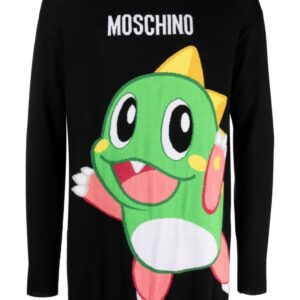 Moschino cartoon-embroidered fine-knit mini dress