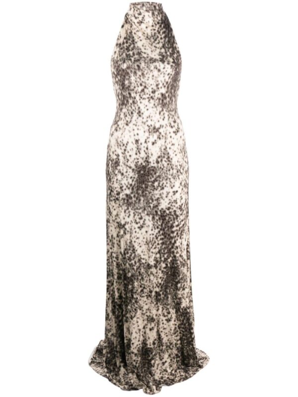 Givenchy abstract-pattern print halterneck dress