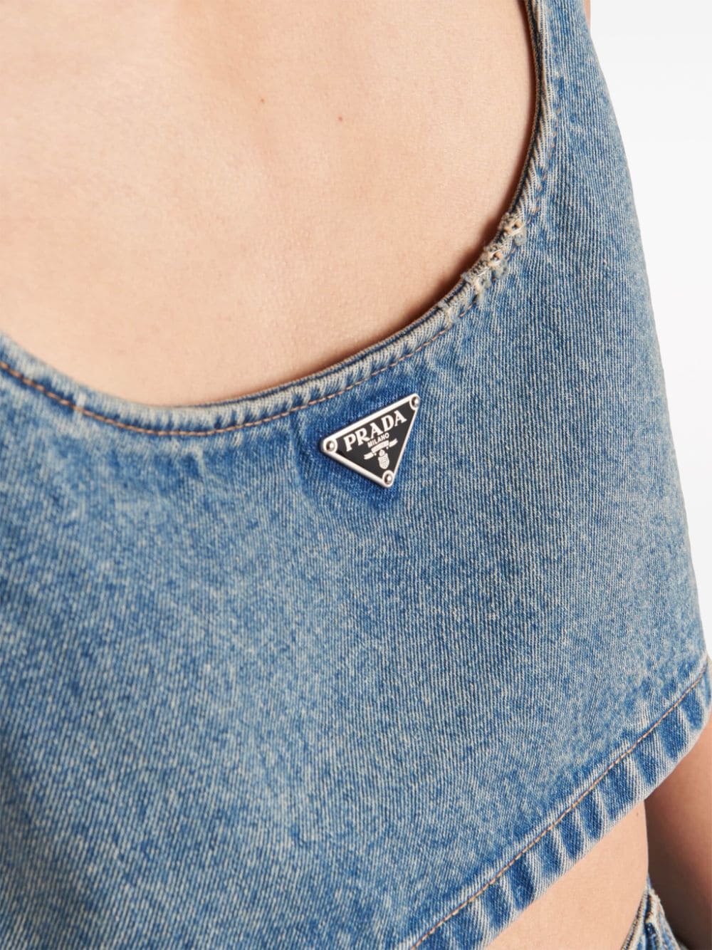 Prada triangle-logo denim crop top - Image 5