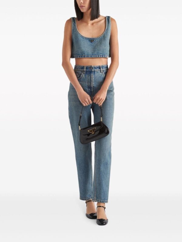 Prada triangle-logo denim crop top - Image 2