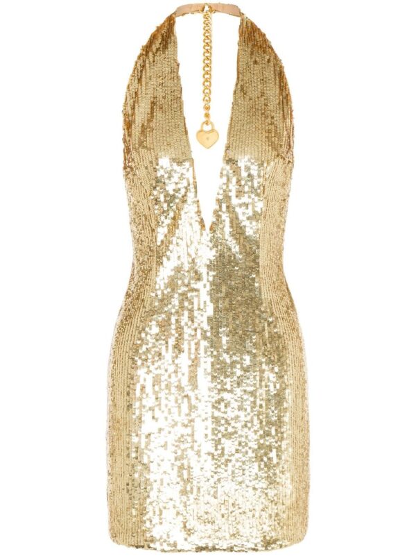 Moschino V-neck sequin-embellished minidress