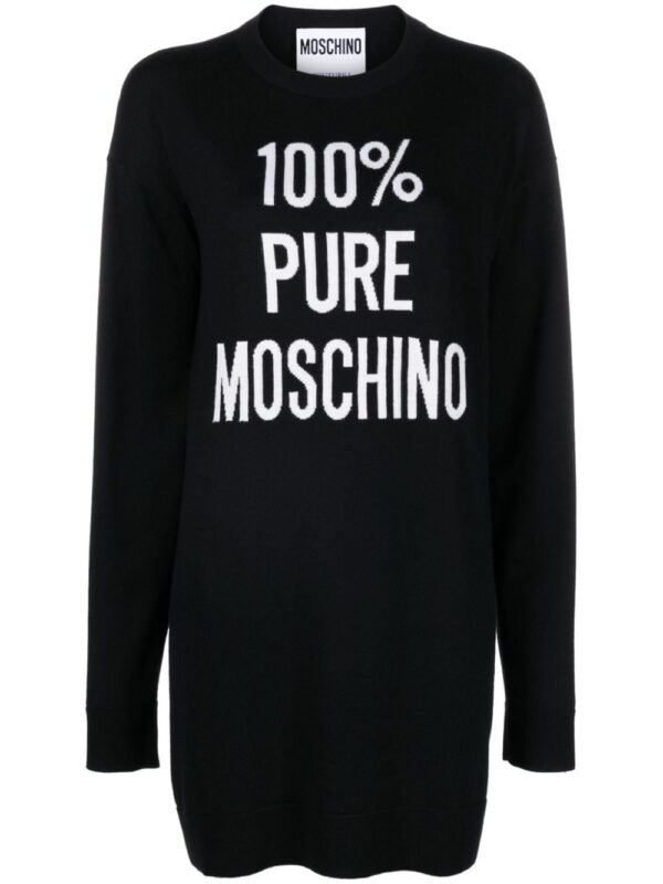 Moschino intarsia-knit slogan knitted dress