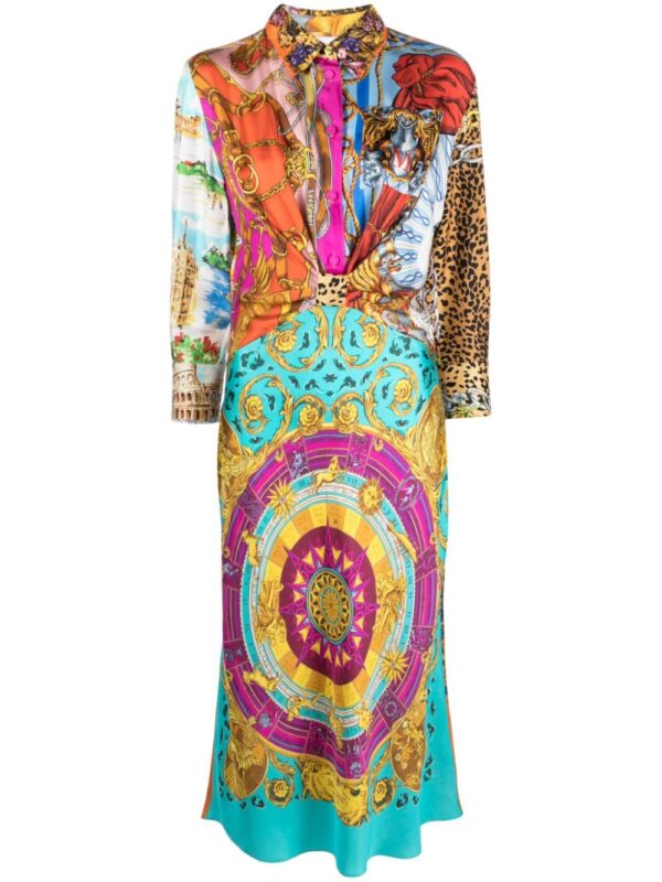 Moschino graphic-print silk midi dress