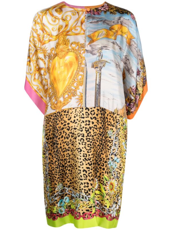Moschino mixed-print silk dress