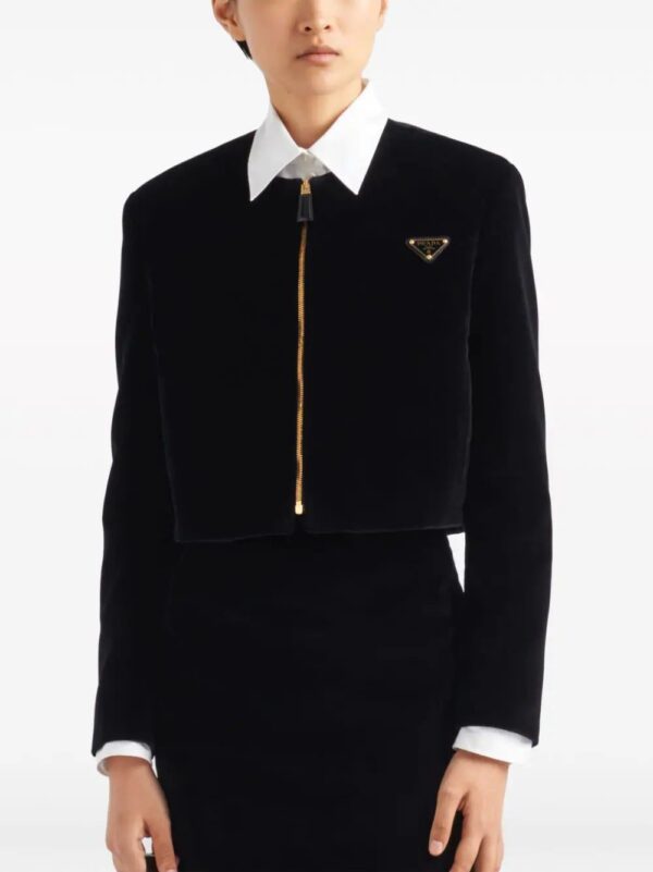 Prada  triangle-logo velvet jacket - Image 4