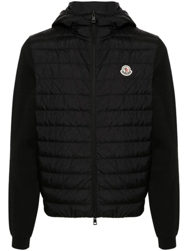 Moncler  knitted-panels hooded puffer jacket