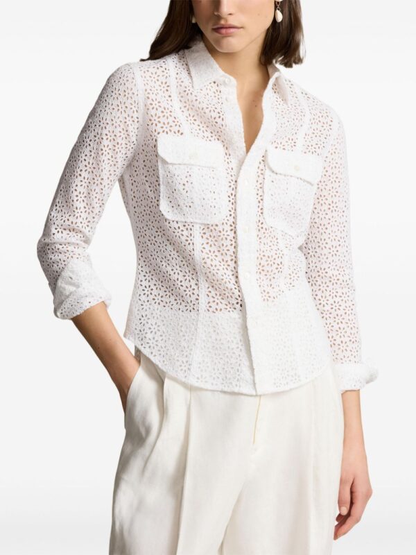 Polo Ralph Lauren  floral-embroidery linen shirt - Image 3