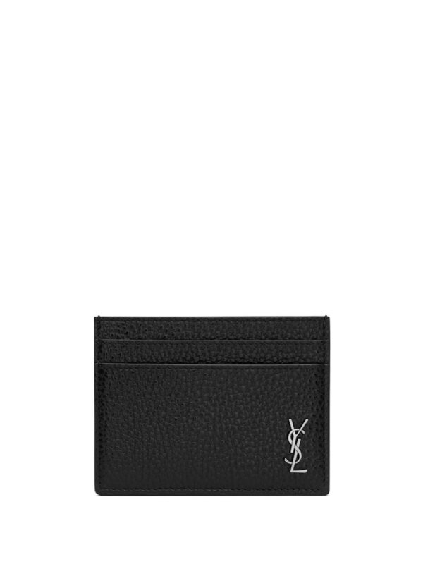 Saint Laurent Cassandre logo-plaque leather cardholder