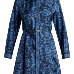 Versace Barocco-print belted silk shirtdress