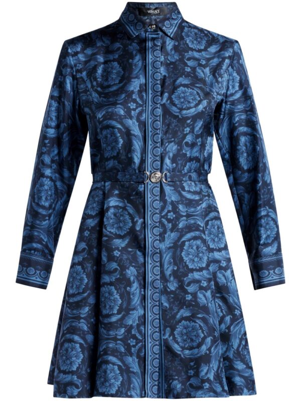 Versace Barocco-print belted silk shirtdress