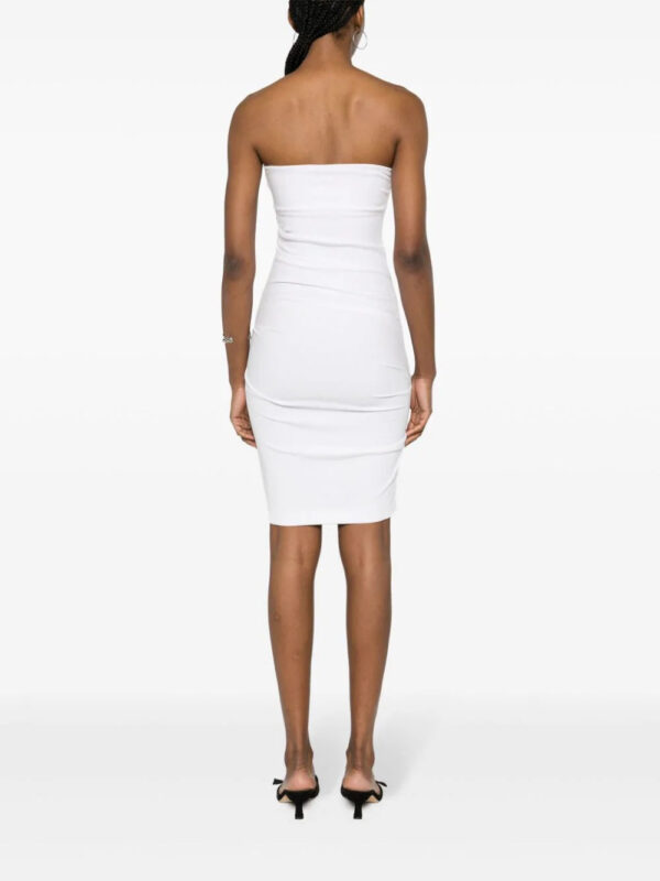 MOSCHINO JEANS  logo-print strapless midi dress - Image 4