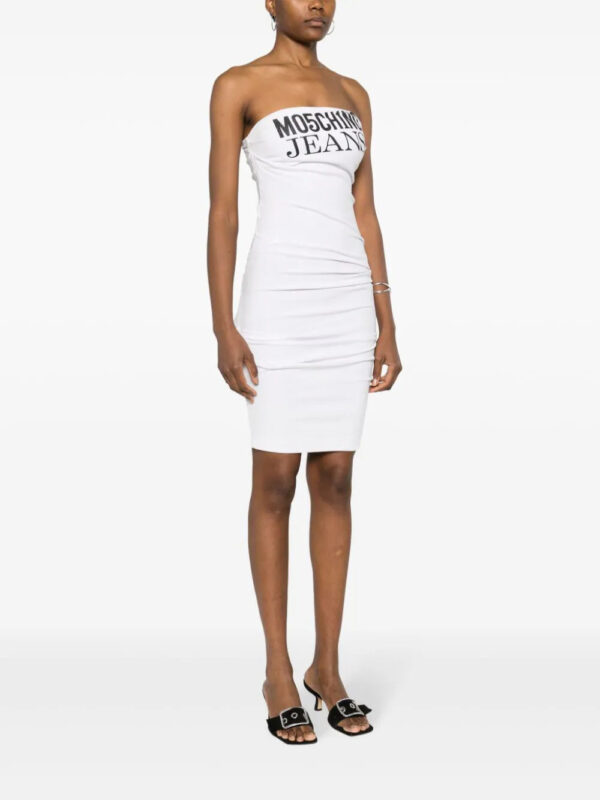MOSCHINO JEANS  logo-print strapless midi dress - Image 3