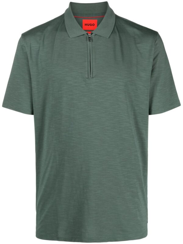 HUGO logo-appliqué zipped polo shirt