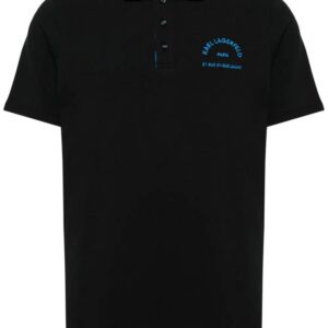 Karl Lagerfeld  logo-embroidered organic cotton polo shirt