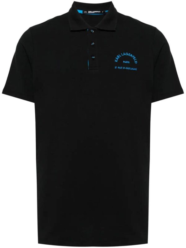 Karl Lagerfeld  logo-embroidered organic cotton polo shirt