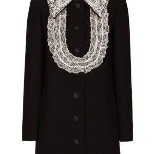Dolce & Gabbana bib-collar virgin wool-blend minidress