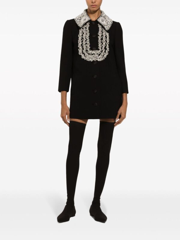 Dolce & Gabbana bib-collar virgin wool-blend minidress - Image 4