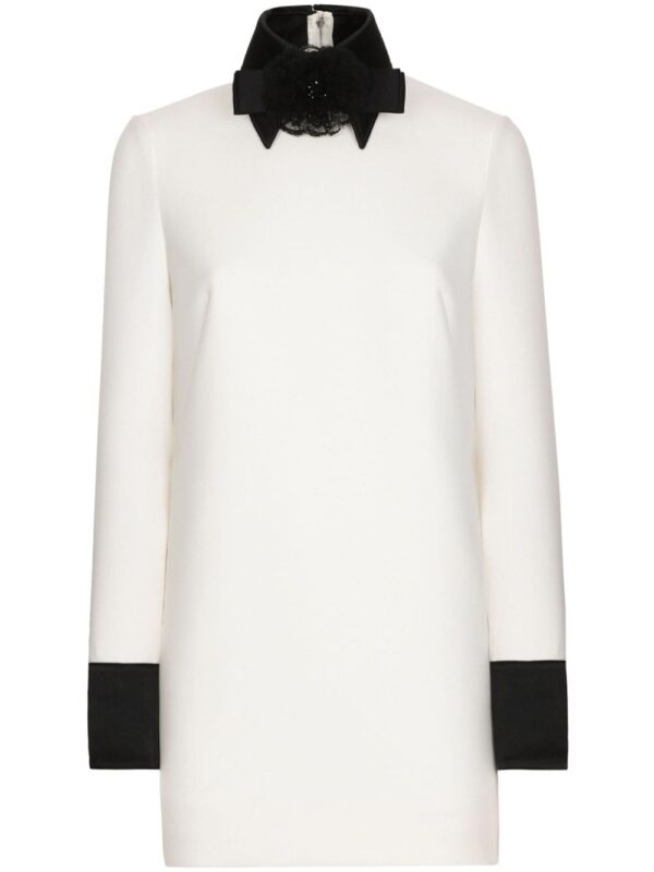 Dolce & Gabbana bow-applique virgin wool-blend minidress