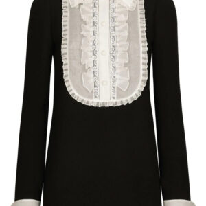Dolce & Gabbana bib-collar virgin wool-blend minidress