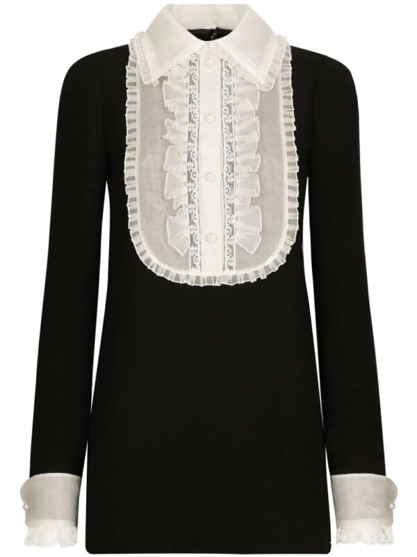 Dolce & Gabbana  bib-collar virgin wool-blend minidress