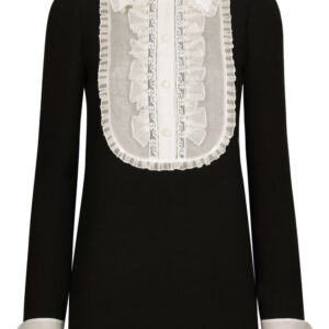 Dolce & Gabbana bib-collar virgin wool-blend minidress