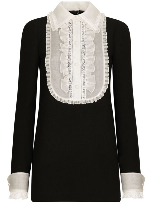 Dolce & Gabbana bib-collar virgin wool-blend minidress
