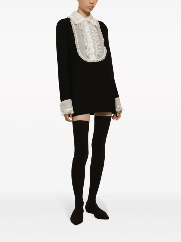 Dolce & Gabbana  bib-collar virgin wool-blend minidress - Image 3