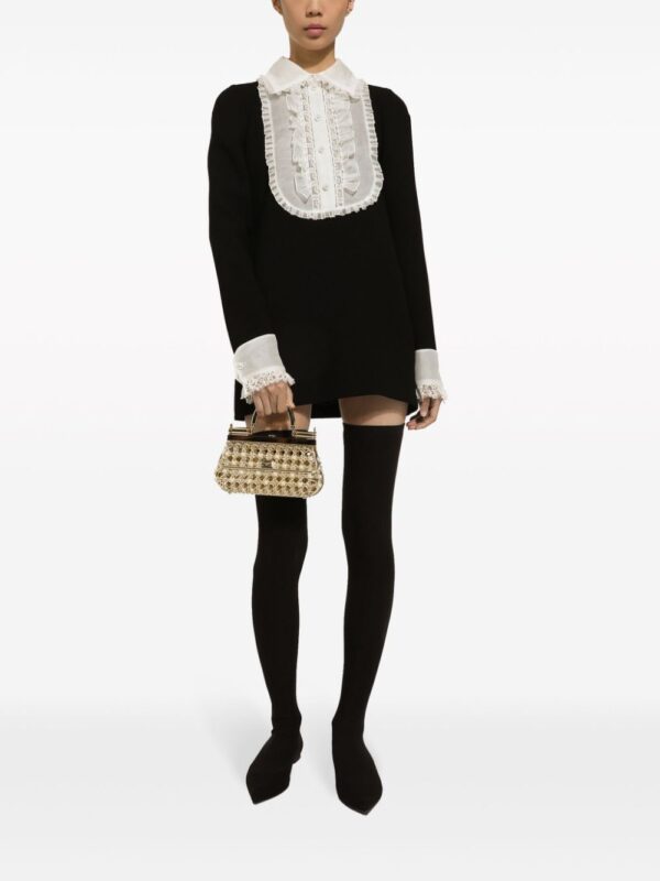 Dolce & Gabbana bib-collar virgin wool-blend minidress - Image 2