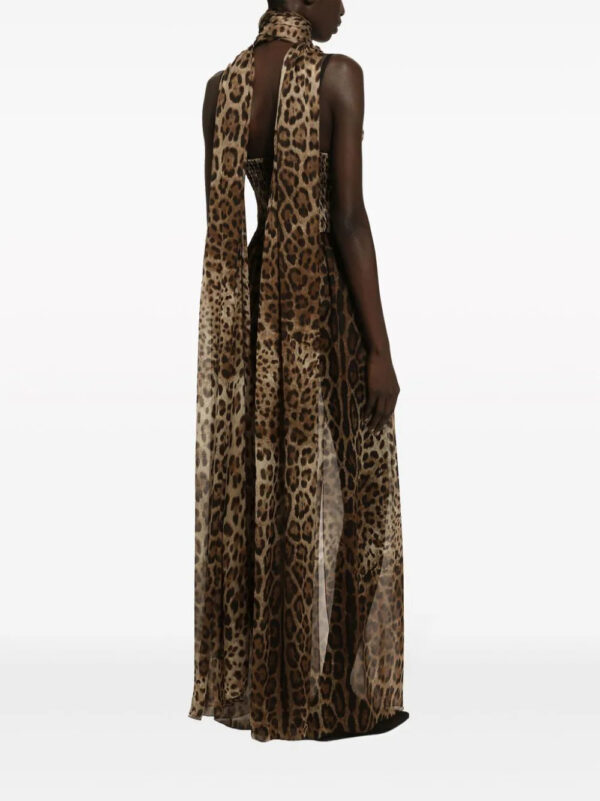 Dolce & Gabbana  leopard-print halterneck silk gown - Image 4