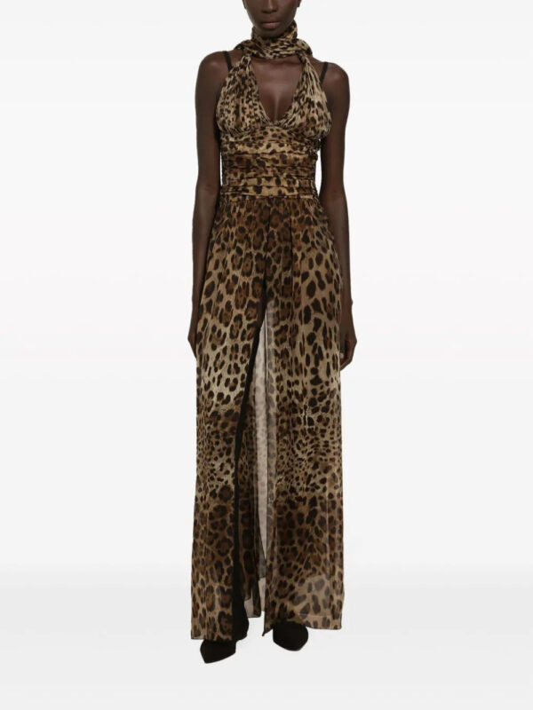 Dolce & Gabbana  leopard-print halterneck silk gown - Image 3