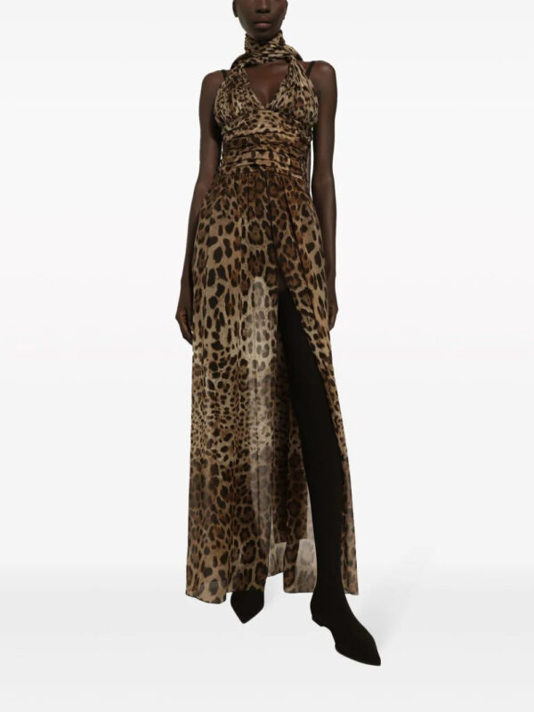 Dolce & Gabbana  leopard-print halterneck silk gown - Image 2