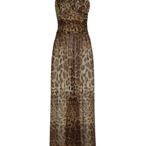 Dolce & Gabbana  leopard-print halterneck silk gown