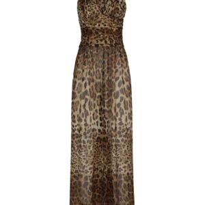 Dolce & Gabbana leopard-print halterneck silk gown