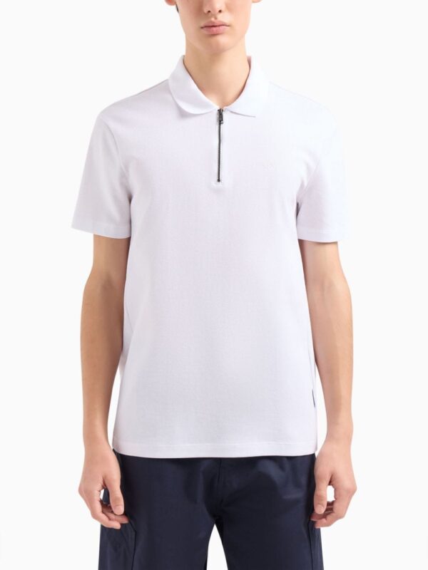 Armani Exchange logo-print zipped cotton polo shirt - Image 2
