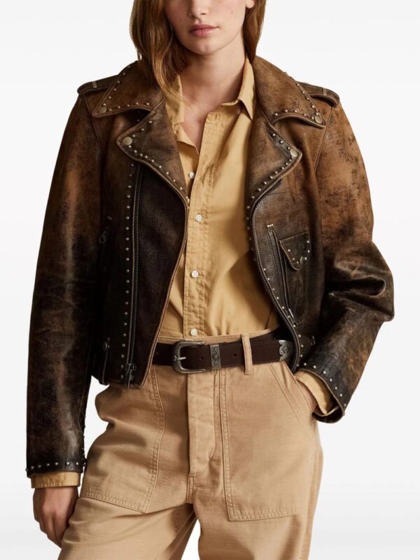 Polo Ralph Lauren  cracked-effect leather jacket - Image 3