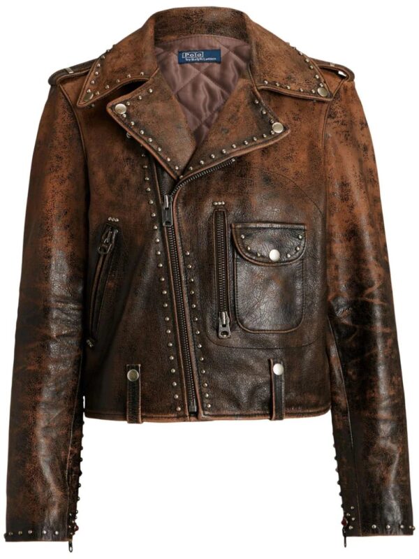 Polo Ralph Lauren  cracked-effect leather jacket