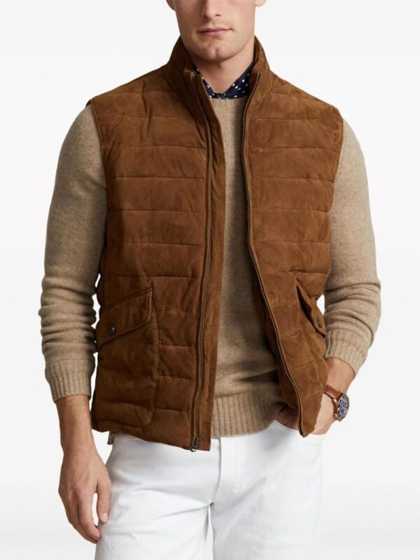 Polo Ralph Lauren  logo-appliqué quilted suede gilet - Image 3