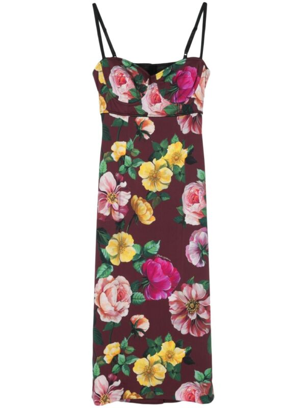 Dolce & Gabbana moulded-cup floral-print midi dress