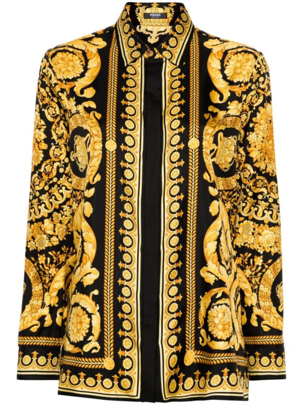 Versace  Heritage Barocco-print silk shirt