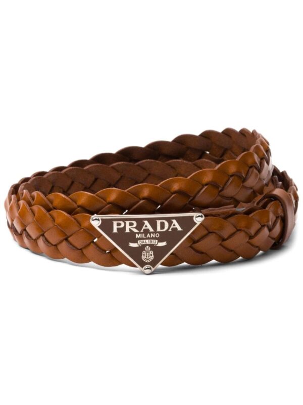 Louis Vuitton logo-plaque leather braided belt