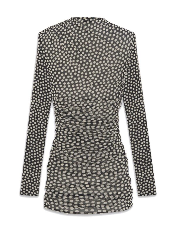 Saint Laurent polka-dot ruched tulle minidress