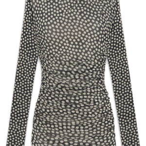 Saint Laurent  polka-dot ruched tulle minidress